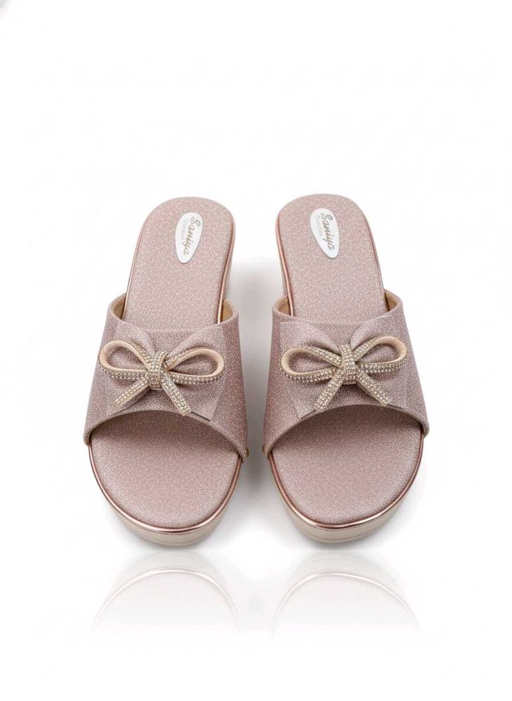 Rose gold Bow Embellished heels