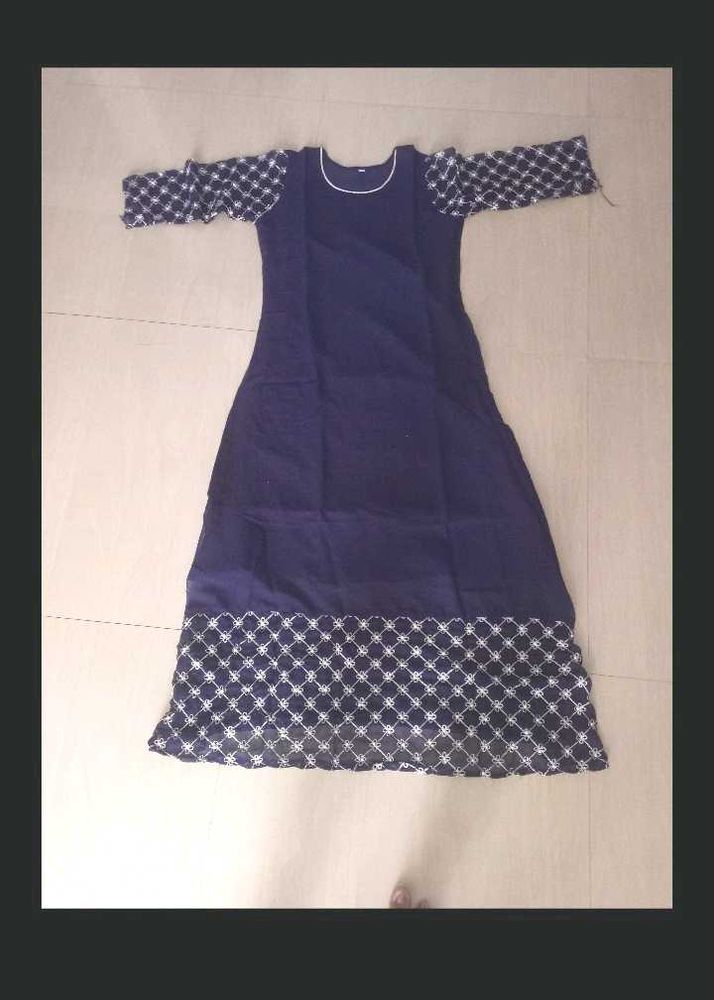 New Nevy Blue A Line Kurti &amp; Duppata