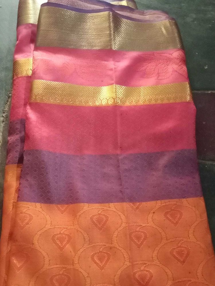 orange &amp; royal blue Saree