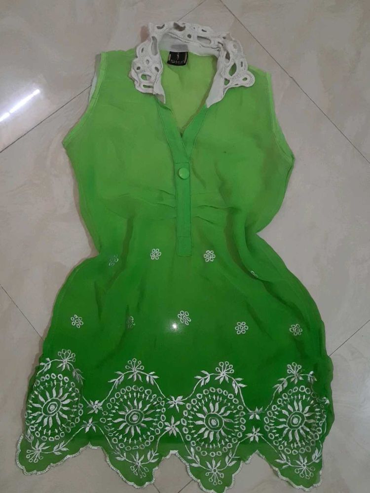 Green Embroidered Top