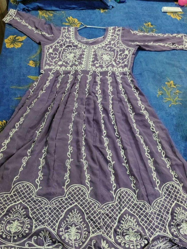 Embroidered Purple Anarkali Dress