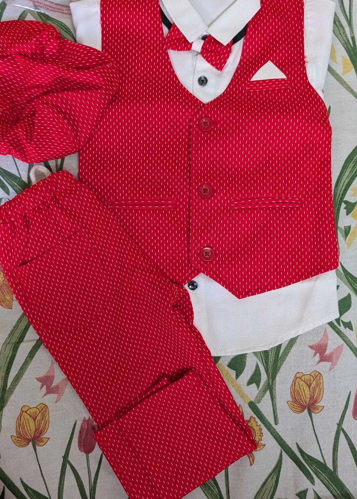 Party wear suit with bow tie and cap for boys