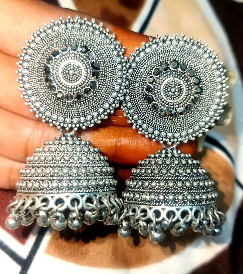 Silver Jhumka Earrings