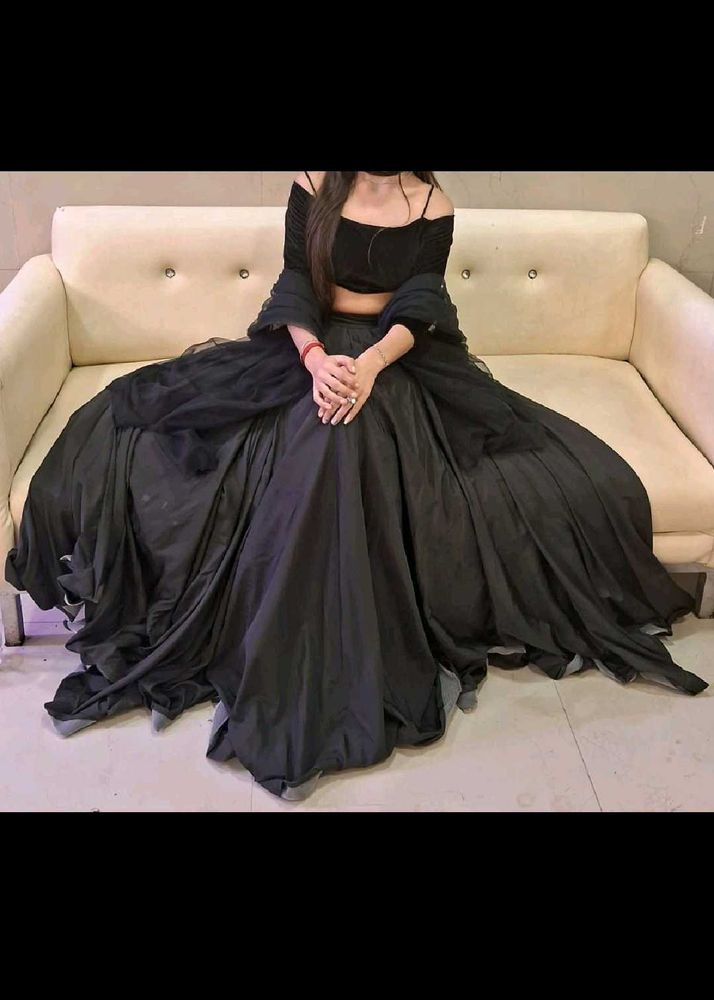 Black Lehenga Choli With Dupatta For Girls