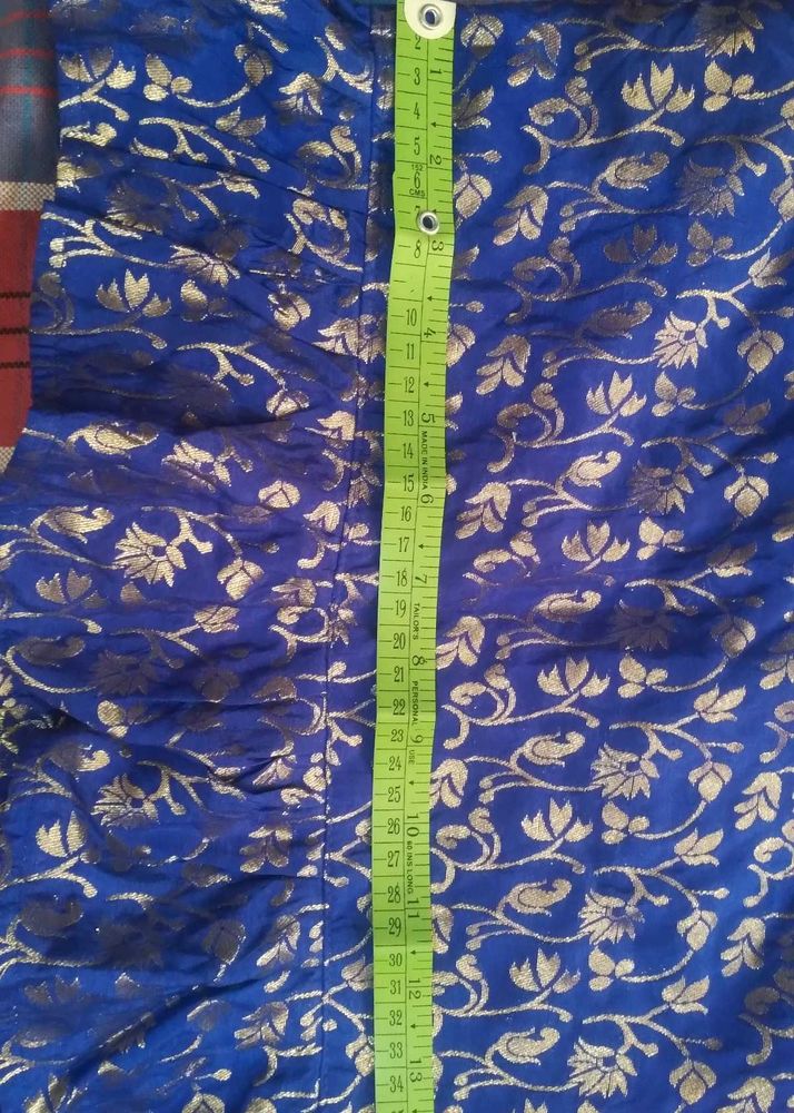 Royal Blue Gold Brocade Fabric Trim