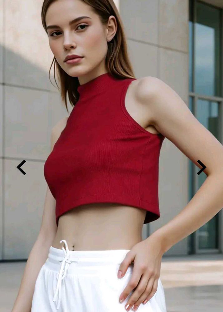 😍 Red Sleeveless Crop Top