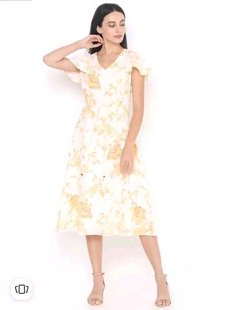 Floral Cotton Linen Midi Dress