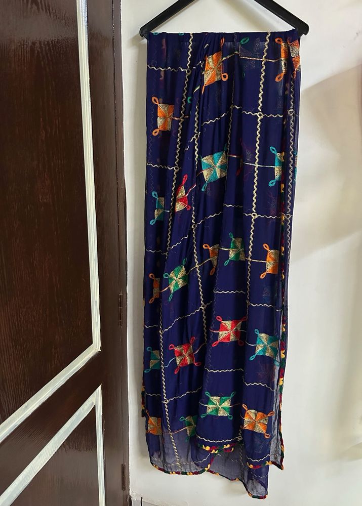 Blue Embroidered Dupatta