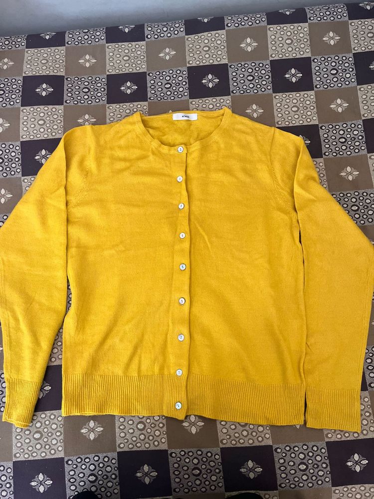 Yellow Knit Cardigan