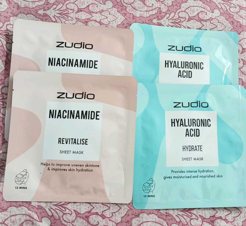 Zudio Niacinamide And Hyaluronic Acid Sheet Masks