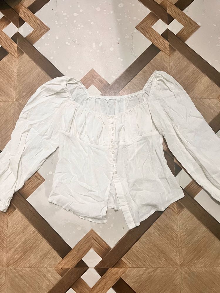 White Puff Sleeve Top