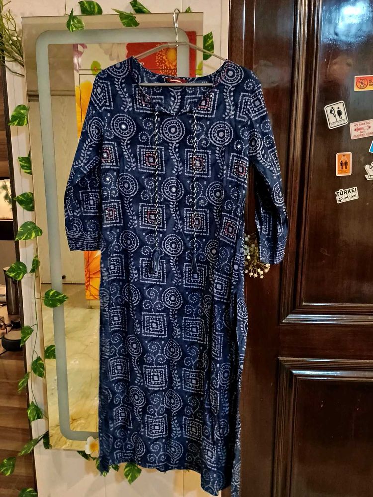 Women&#39;s Indigo Blue Printed Kurta
