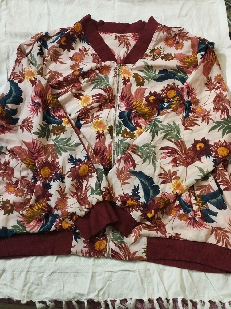 Floral Print Bomber Jacket