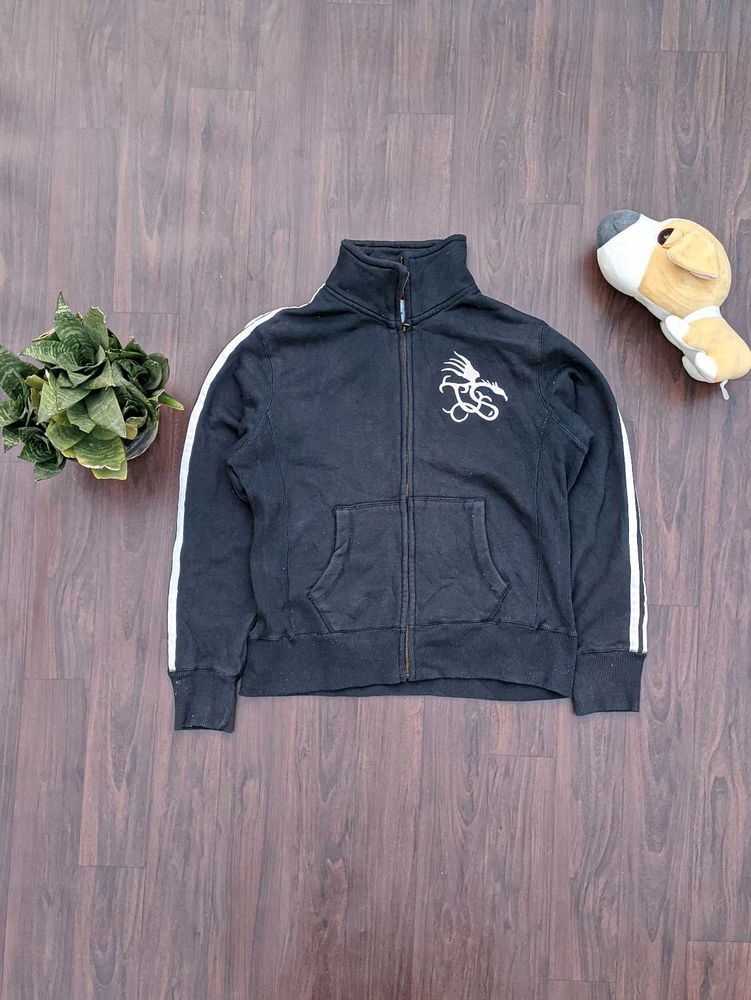 Black Zip-Up Track Jacket