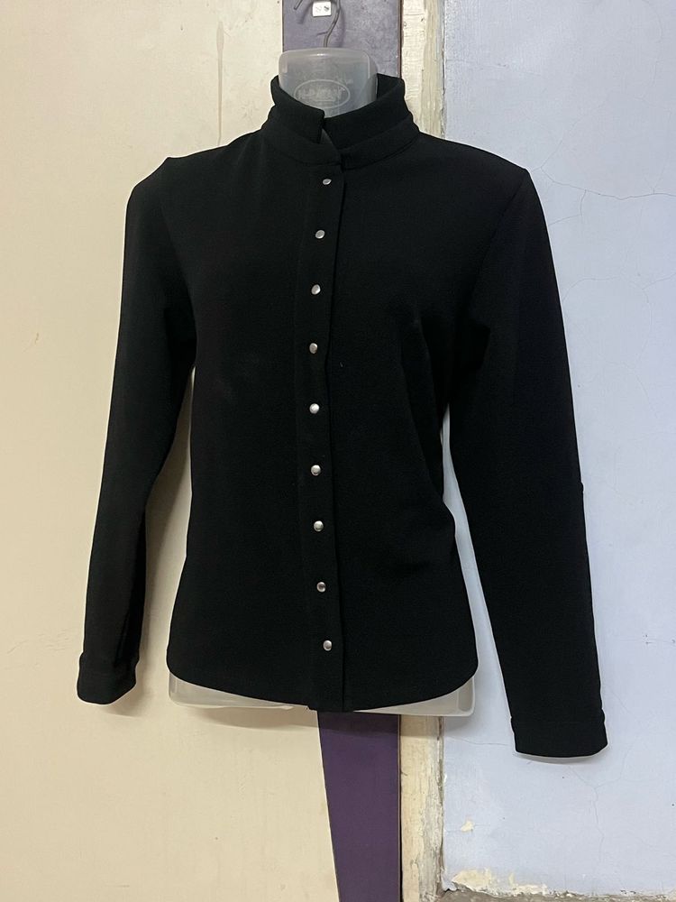 KAZO BRANDED Black DESIGNER Button Top