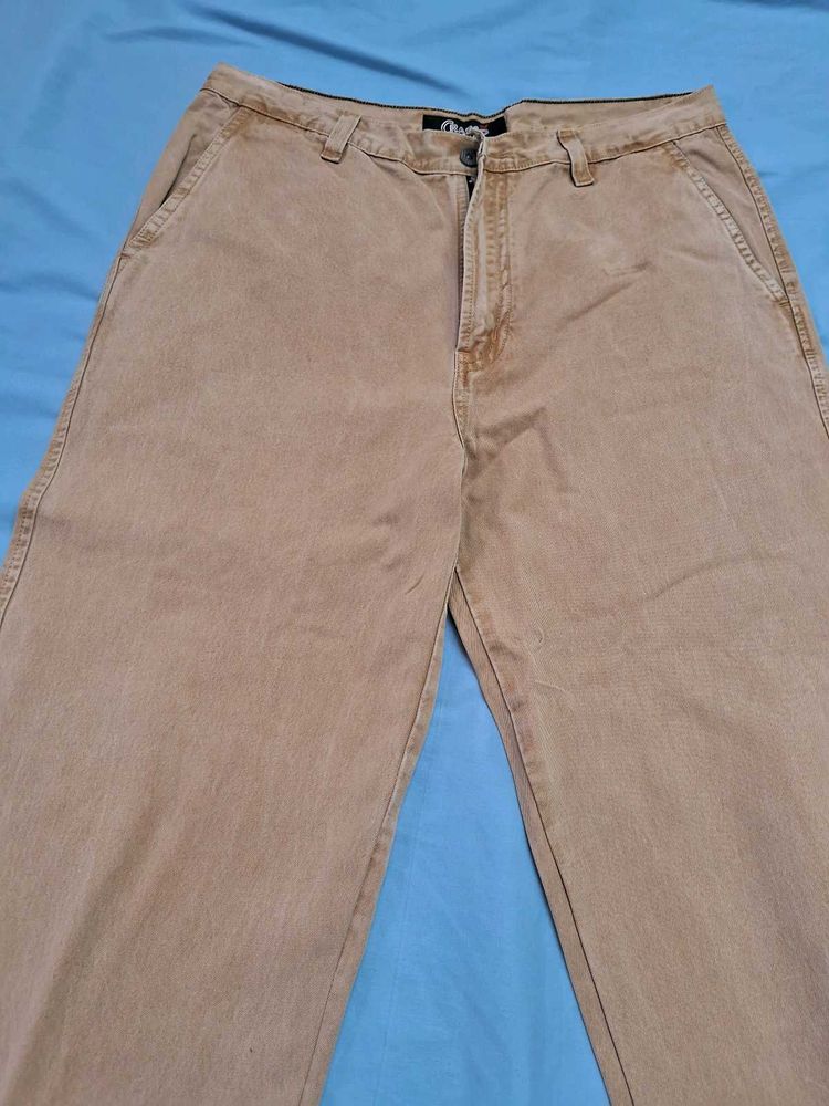 CRASCO RELAXED FIT TAN JEANS