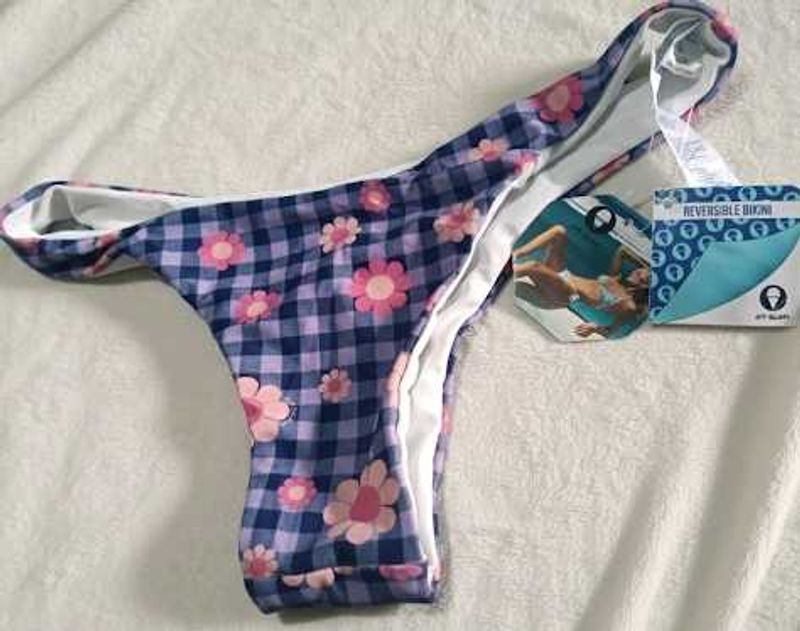 Get 1 Free 🎉 Floral Checkered Bikini Bottom