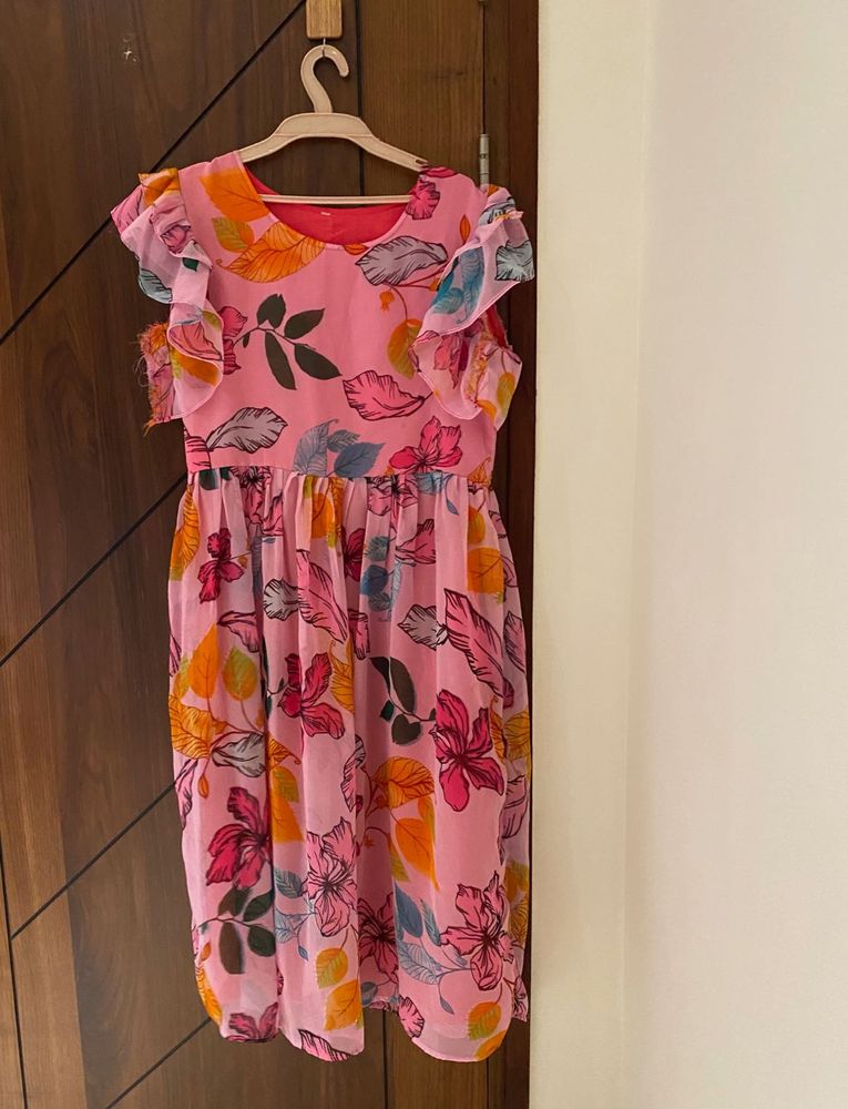 Pink Western MIDI Frock For Women