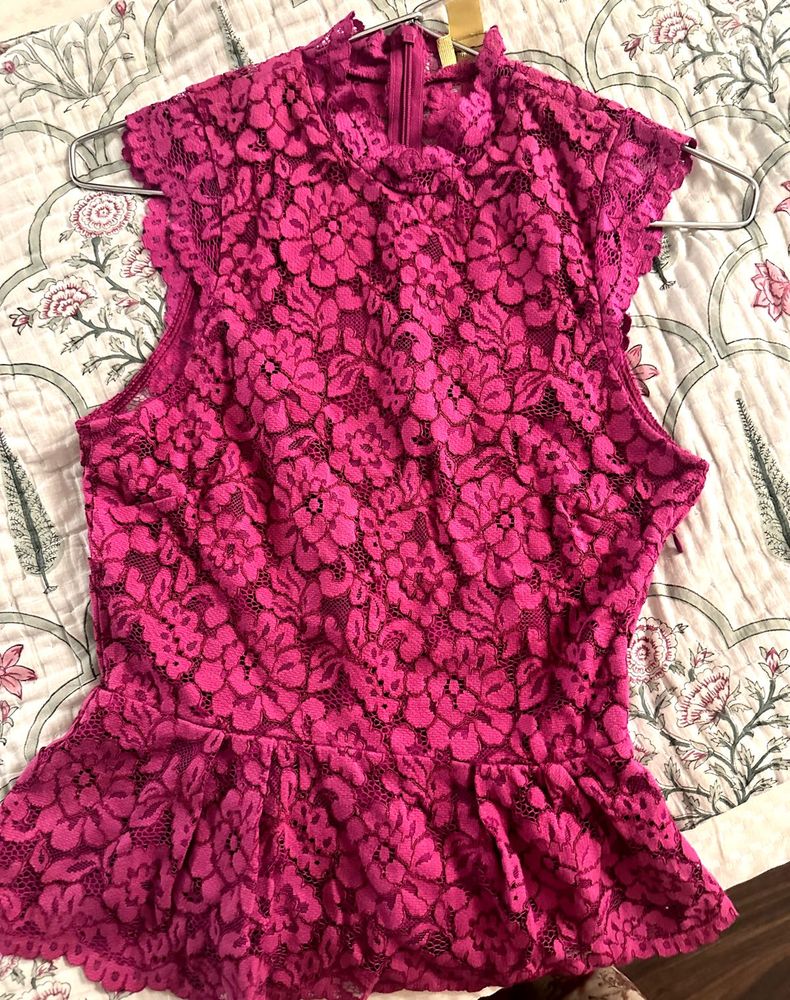 Magenta Lace Top