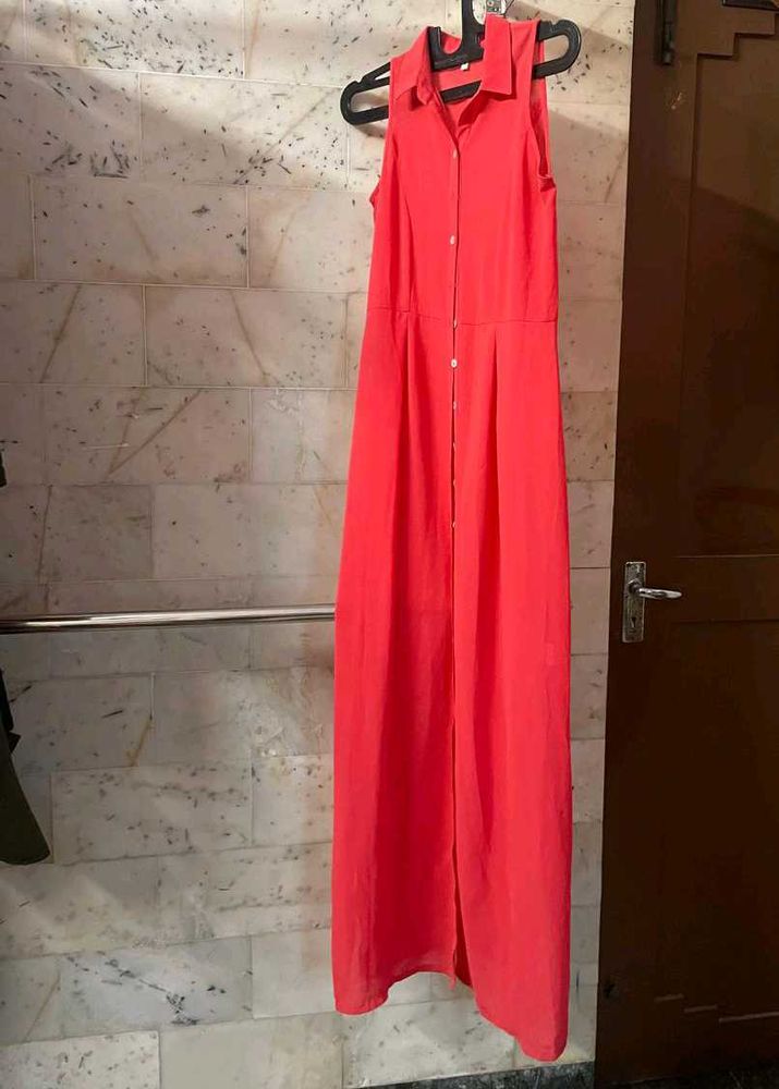 long netted sleeveless hot pink top