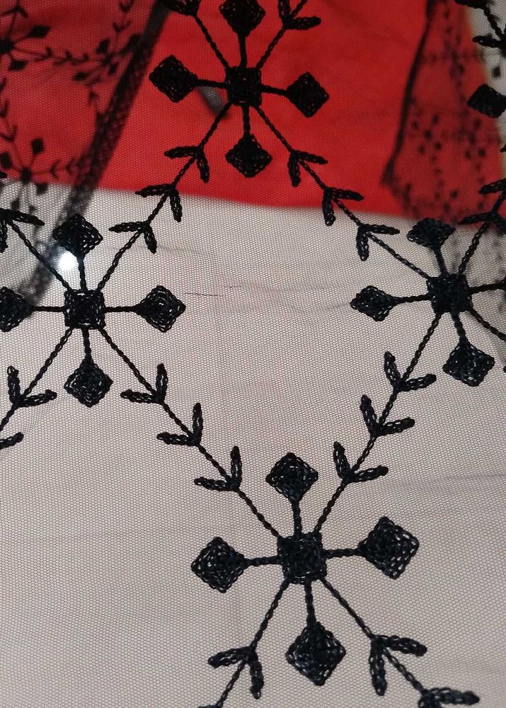Black Embroidered Lace Fabric