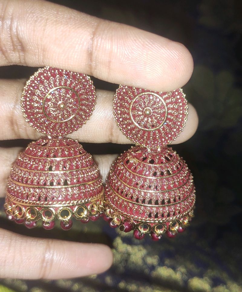 Maroon Jhumkas