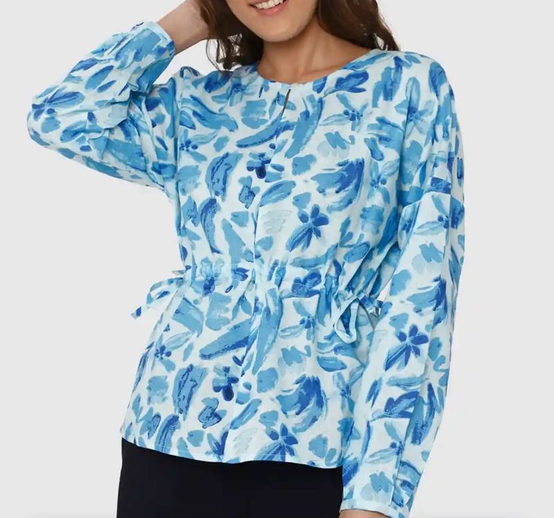 Floral Print Tie Waist Top