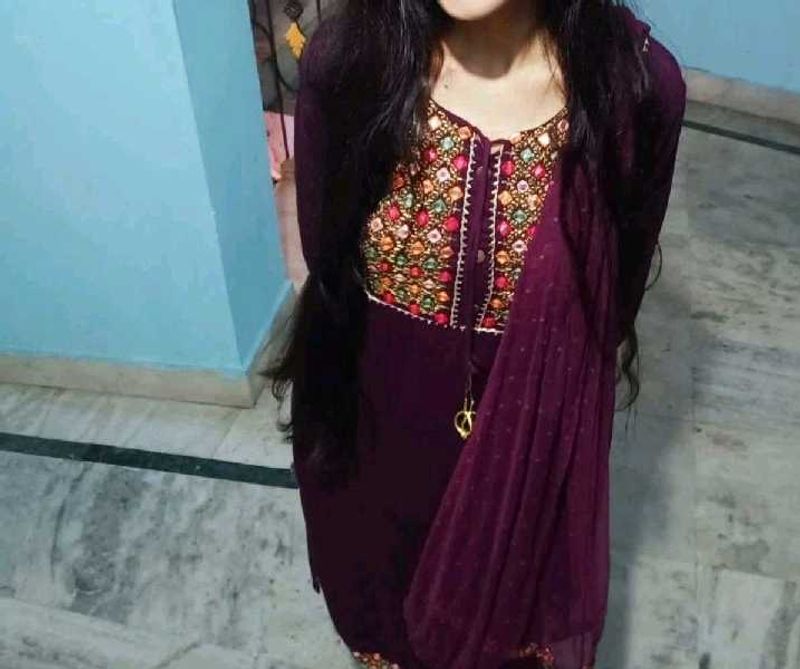 ELEGANT PURPLE KURTHA SET