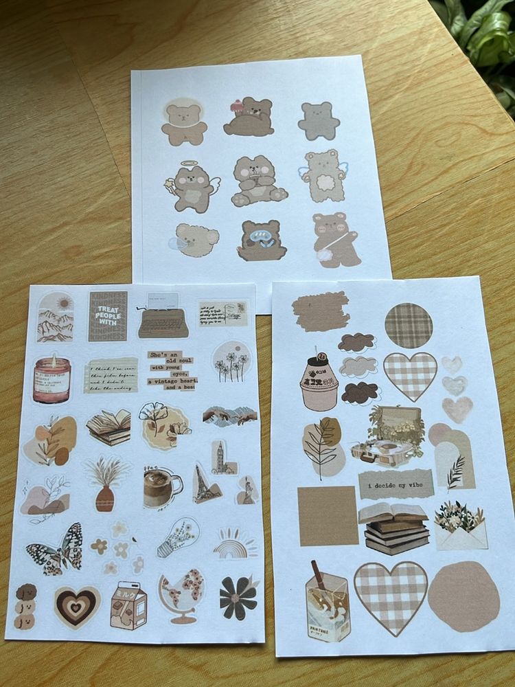Small 3 Sheet Of Aesthetic Stickers