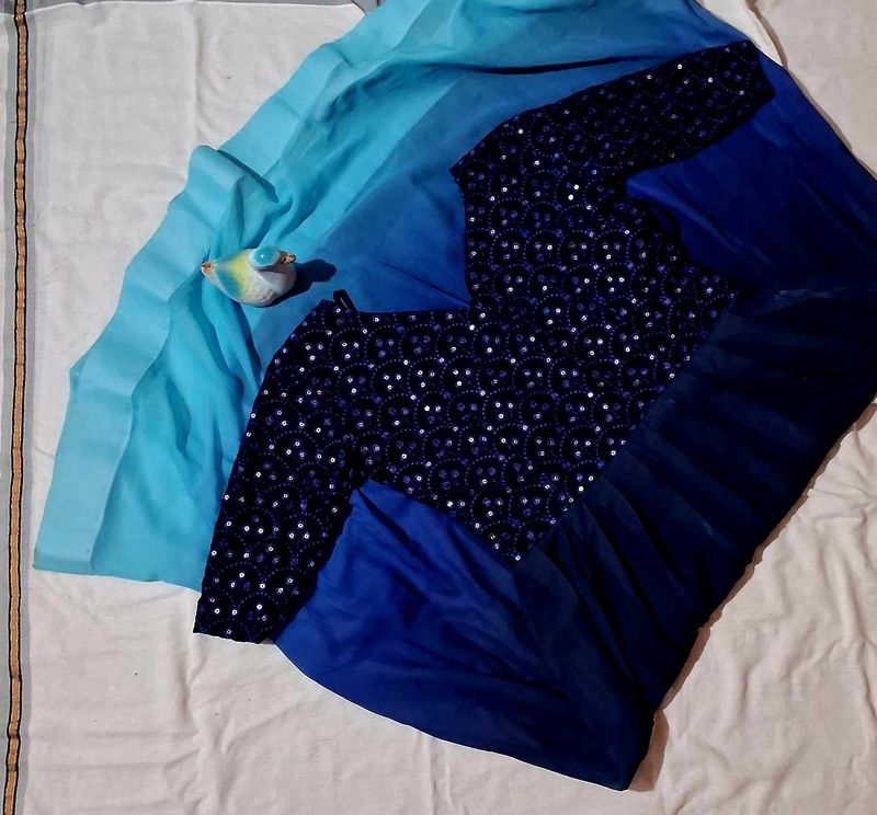 Blue Embellished Ethnic Gown