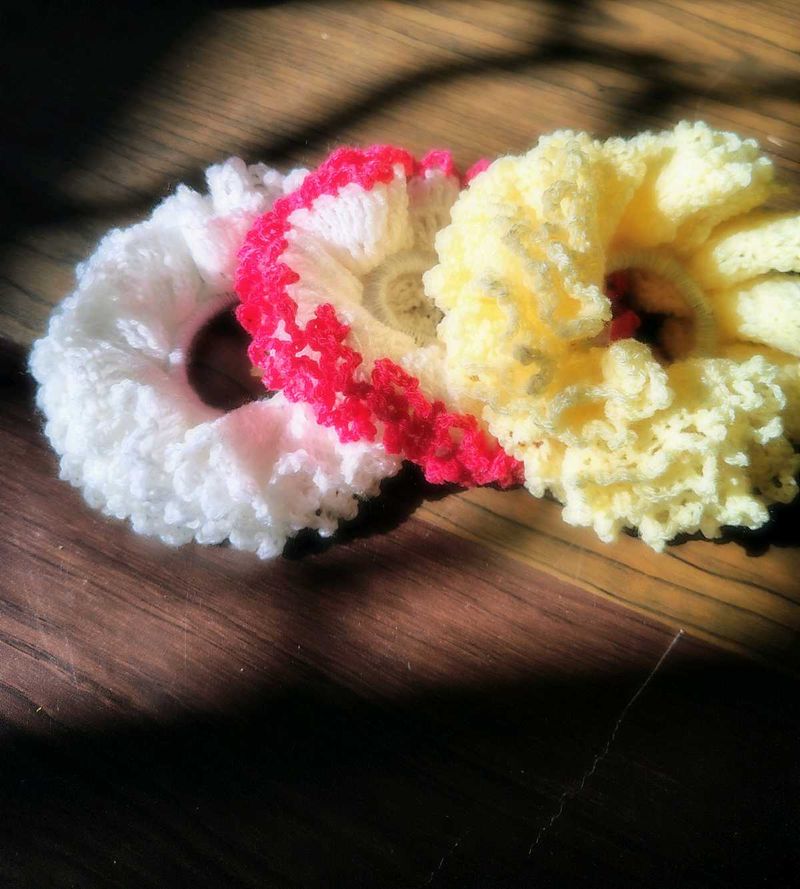 Crochet Mohair Scrunchies