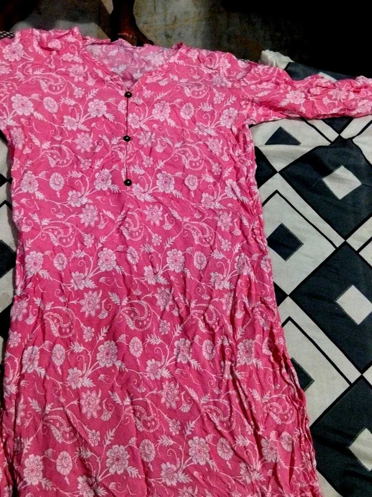 Pink Floral Print Kurti