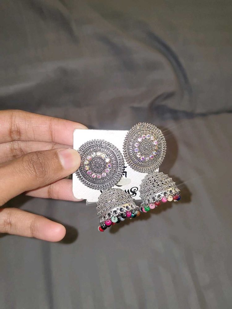 Silver Jhumka Earrings