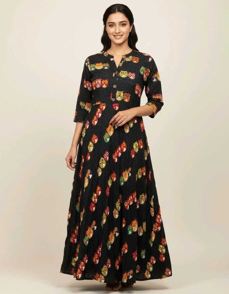 Long Gown(Black) With Mix Of Different Colours
