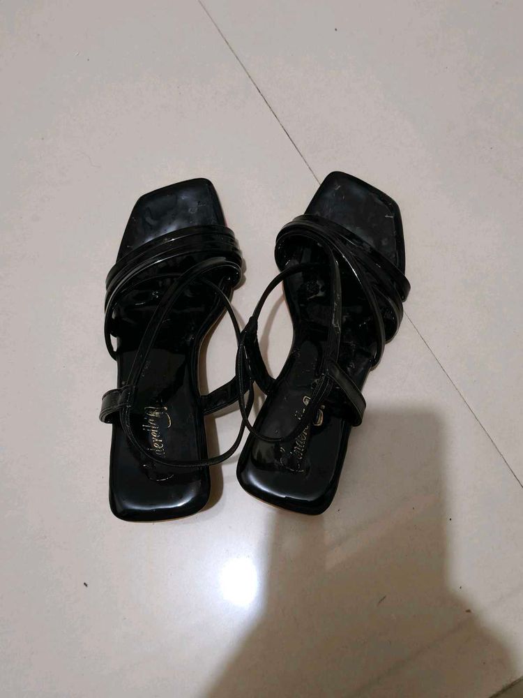Black Strappy Heeled Sandals