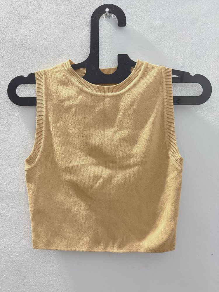 Cute Sleeveless Crop Top(S)