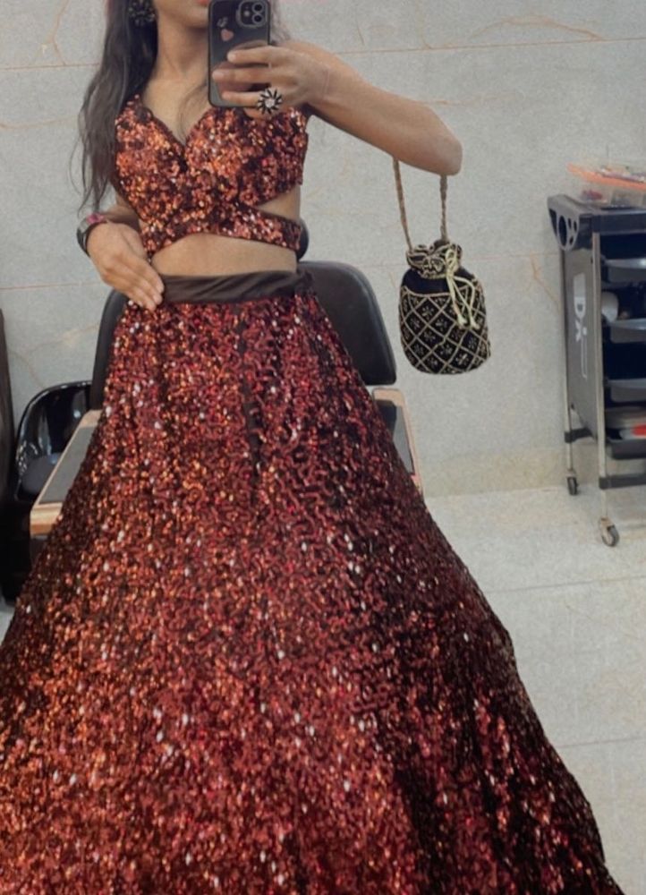 Sequined Lehenga Choli Set