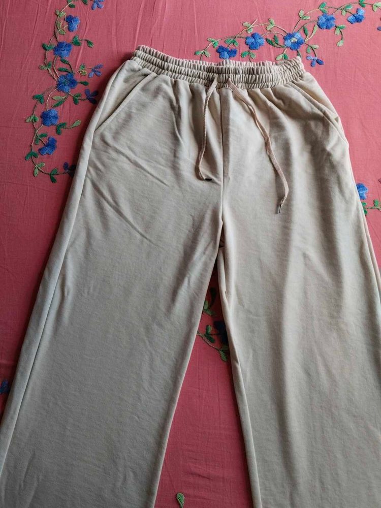 Beige Wide Leg Lounge Pants