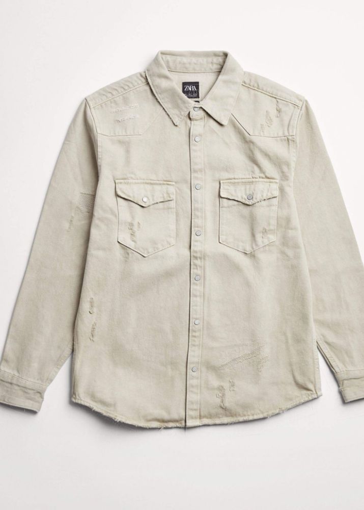 Zara Distressed Denim Shirt