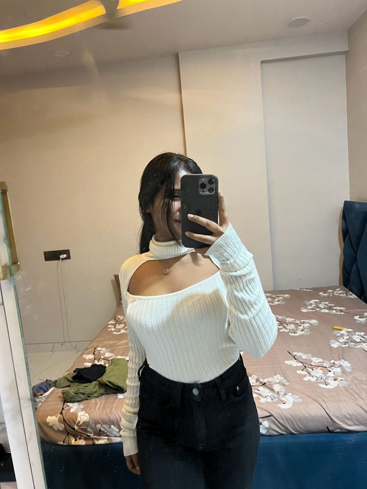 Cutout Turtleneck Top
