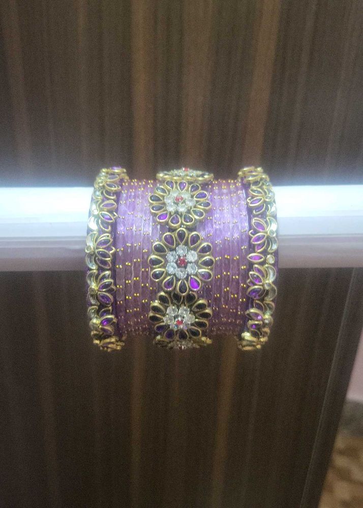 Silk thread kundan bangle set