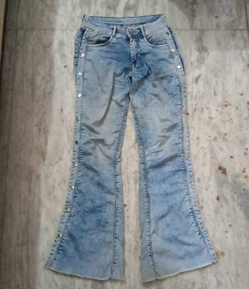 Flare Jeans with Button Detail