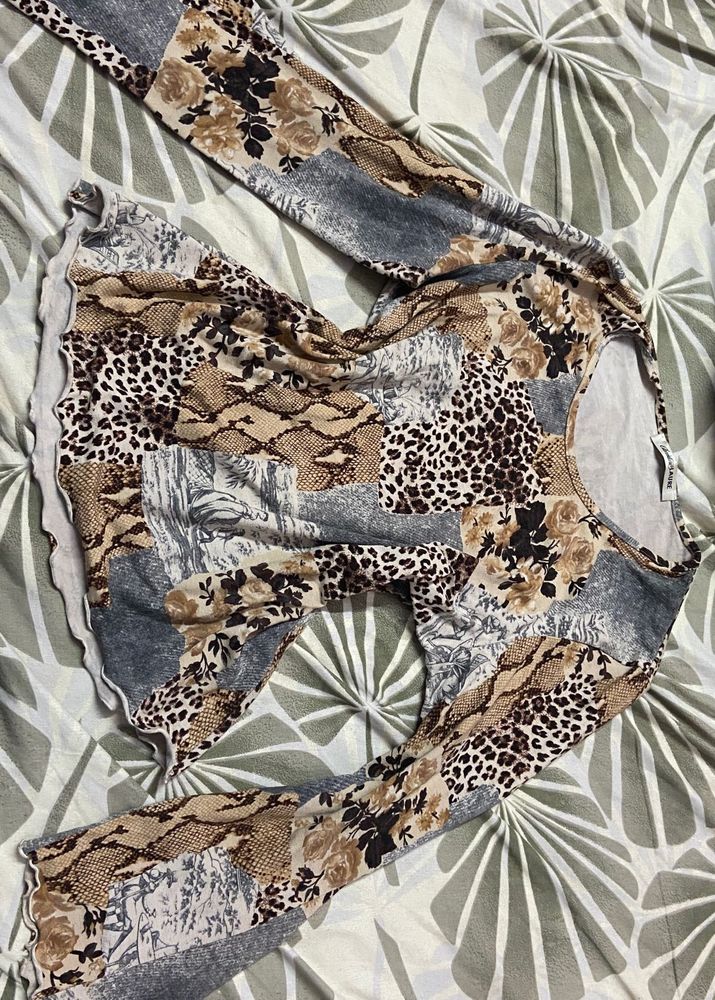 Patterned Long Sleeve Top cheetah