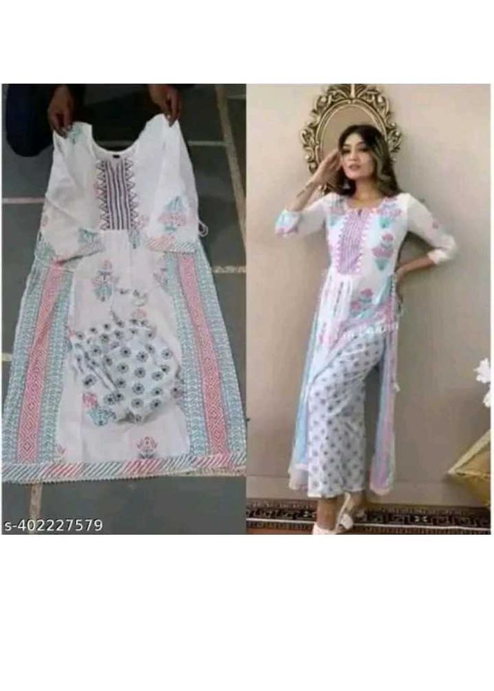 Elegant White Printed Kurta Set