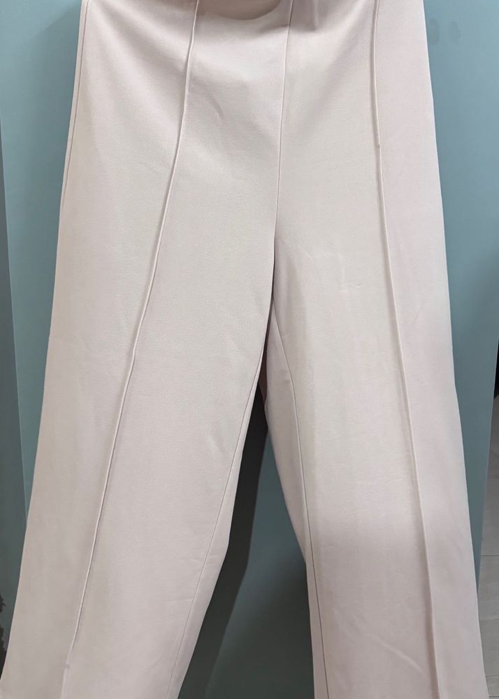 Beige Wide Leg Pants