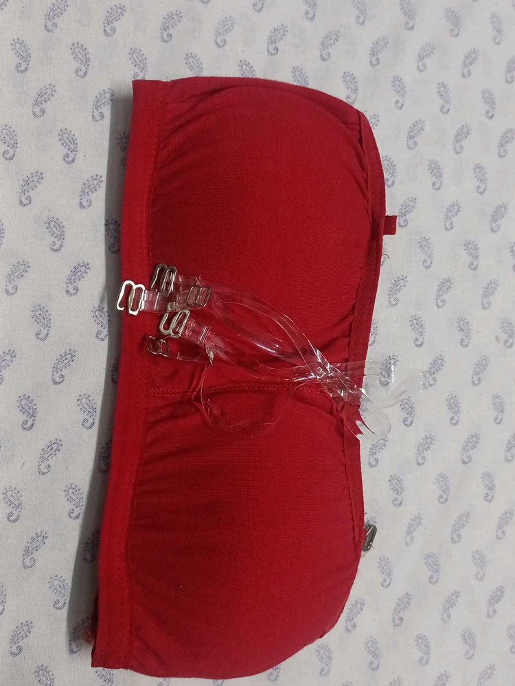 Red Strapless Bra