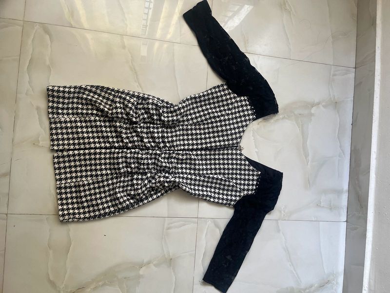 Houndstooth stretchable bodycon Mini Dress