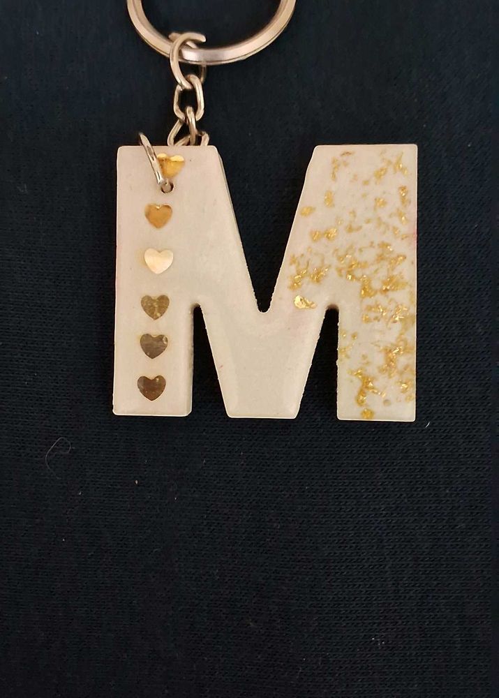Resin M Letter Keychain