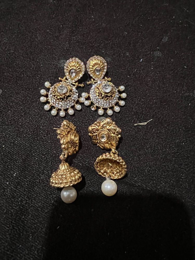 Elegant Gold Tone &amp; Pearl Earrings