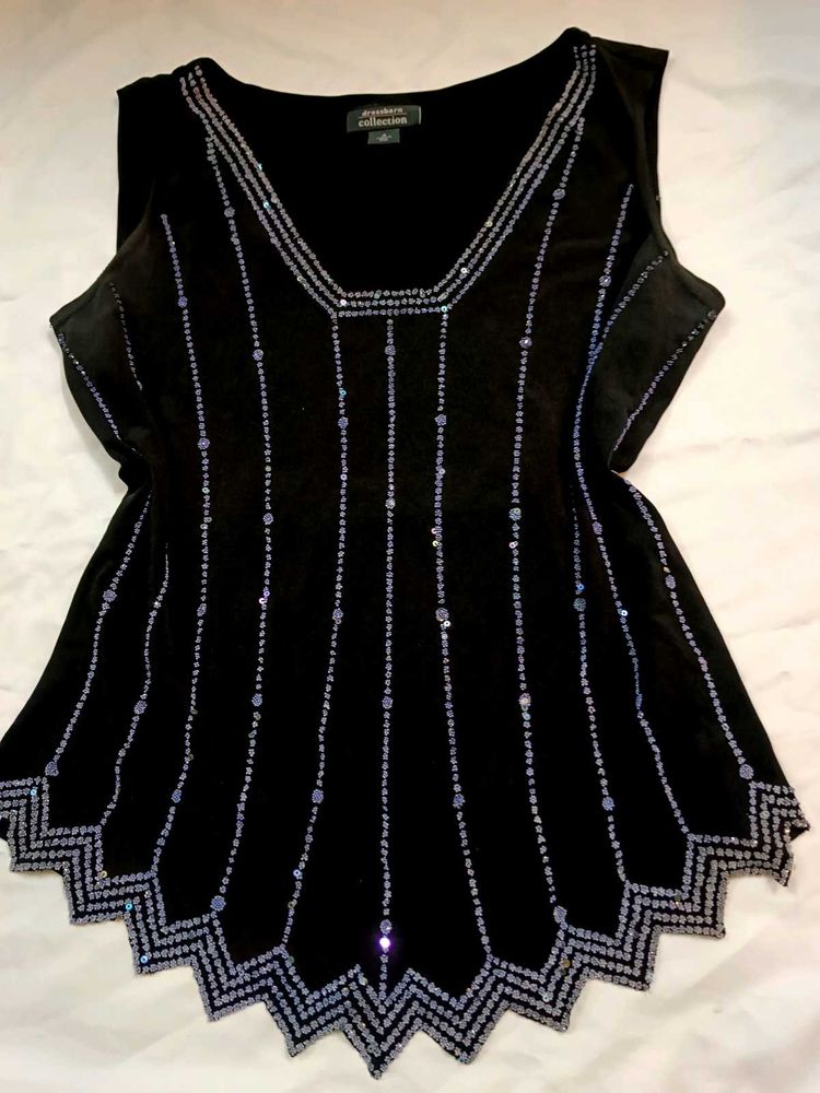 Sequin Work Top Fitted